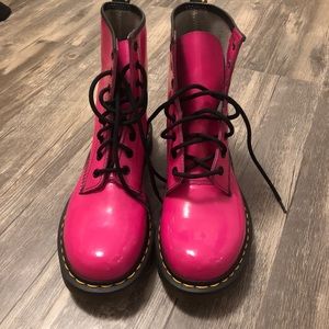 Dr. Martens pink combat boots